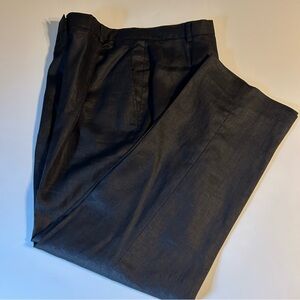 Ralph Lauren Linen women 12P Pants Trousers Pleated‎ Lined High Waisted Black